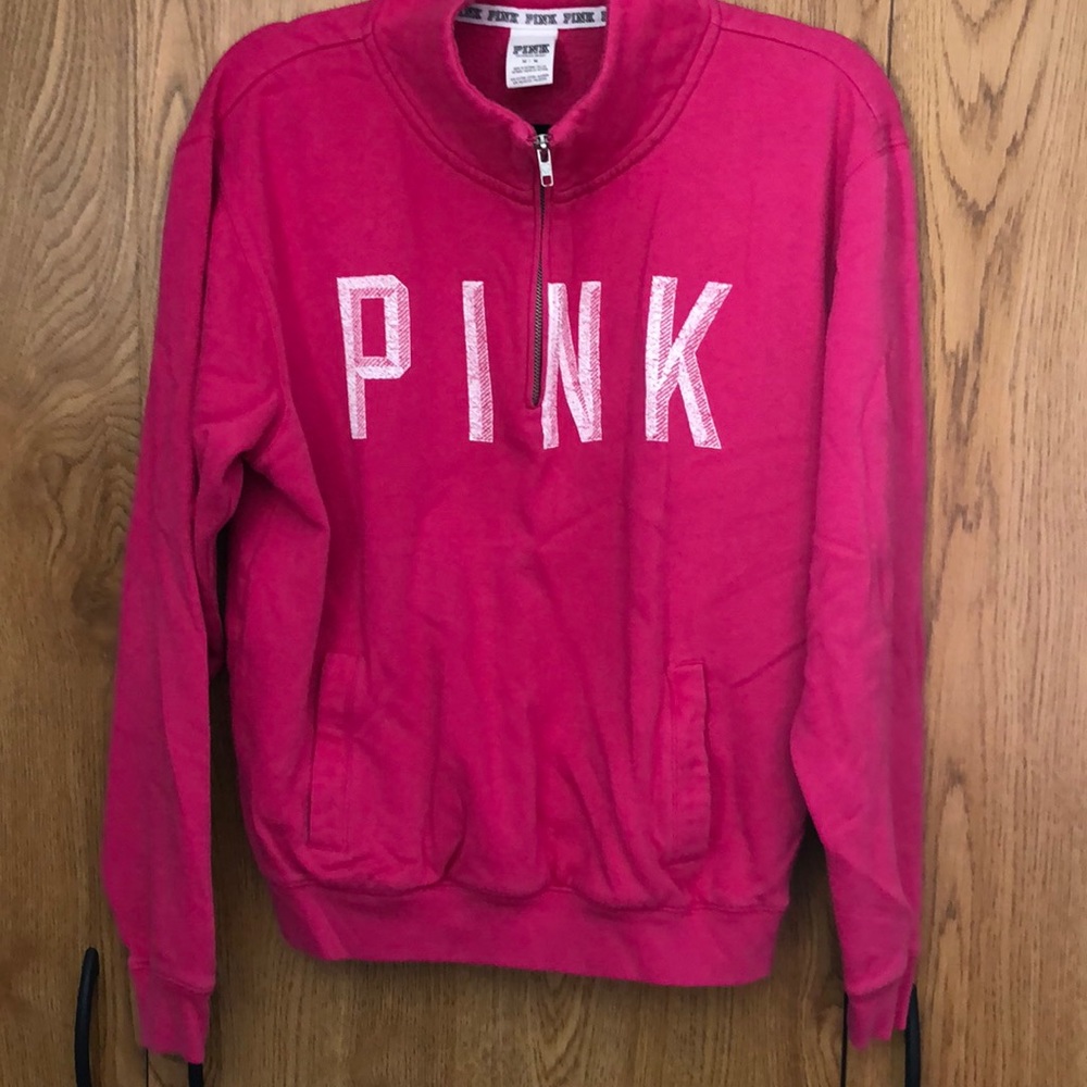 PINK Pink quarter zip crewneck sweatshirt